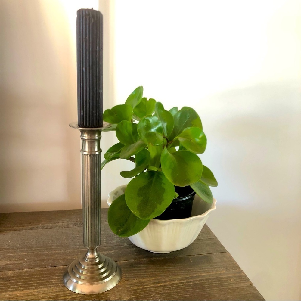 Elegant Vintage Candlestick Pewter/Silver Tone Fluted 9” tall
